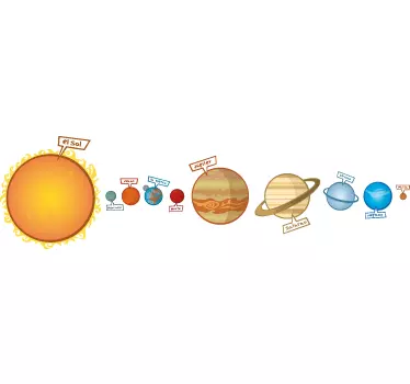 Vinilo infantil sistema solar color - TenVinilo