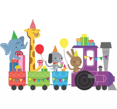 Vinilo infantil tren animales de la selva - TenVinilo