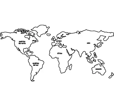 Vinilo mapa del mundo línea - TenVinilo