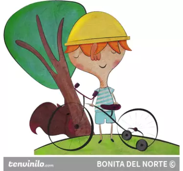 Vinilo niño paseando en bici - TenVinilo