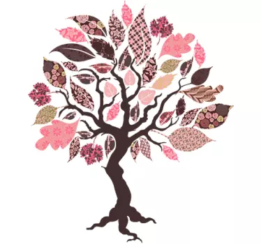 Vinilo para salón árbol patchwork - TenVinilo