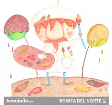Vinilo pared infantil dibujante creativo de dibujos animados - TenVinilo