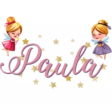 Vinilo pared infantil diseño de nombre de hada personalizado - TenVinilo