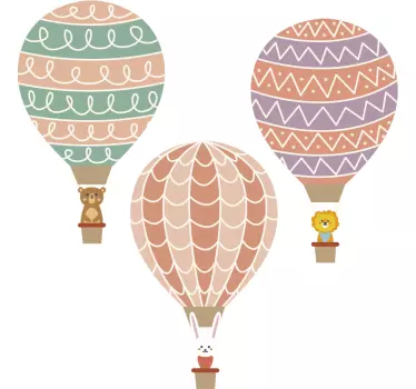 Vinilo pared infantil globos aerostáticos de colores - TenVinilo