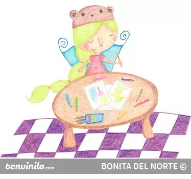 Vinilo pared infantil niña hada creativa - TenVinilo