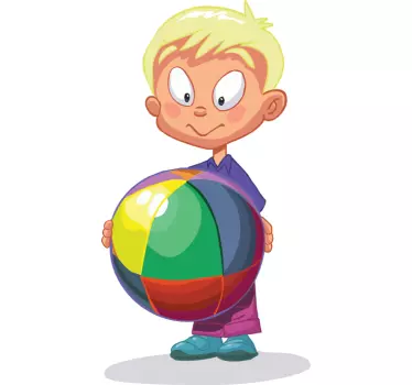 Vinilo pared infantil niño con pelota - TenVinilo