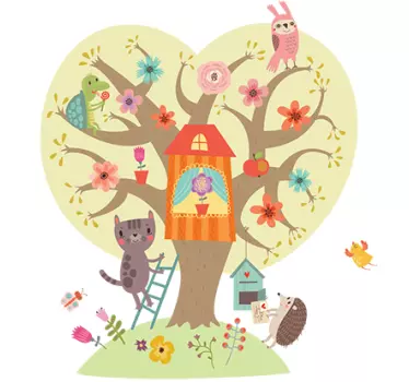 Vinilo pared infantil paisaje de árboles caprichoso - TenVinilo