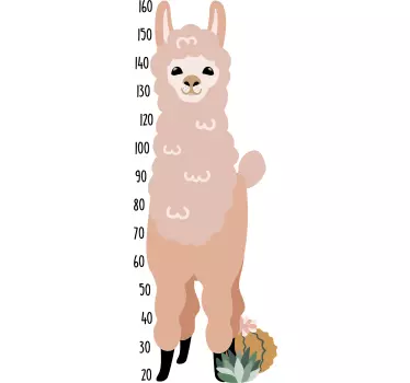 Vinilo pared medidor infantil con llama - TenVinilo