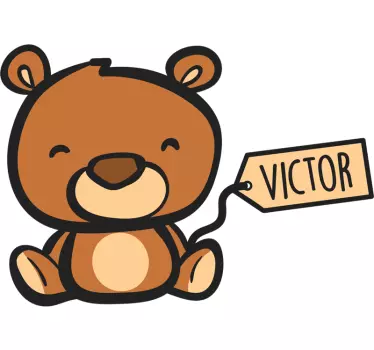 Vinilo pared oso de peluche con nombre - TenVinilo