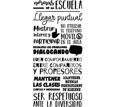 Vinilo pared reglas en la escuela - TenVinilo