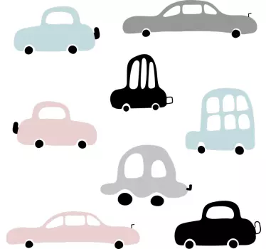 Vinilo habitación infantil set coches - TenVinilo