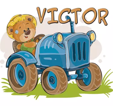 Vinilo habitación infantil tractor personalizable - TenVinilo