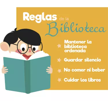 Vinilo educativo reglas de la biblioteca escolar - TenVinilo