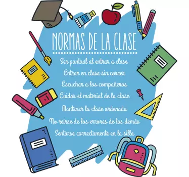 Vinilo educativo reglas de la clase para niños - TenVinilo