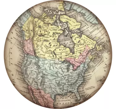 Vinilo pared Reloj mapa Norteamérica - TenVinilo