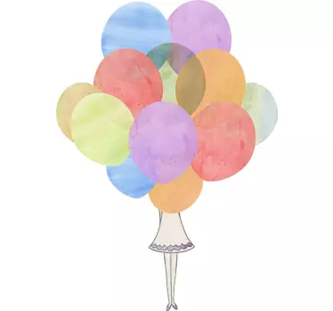 Vinilos infantiles niña detrás de globos - TenVinilo