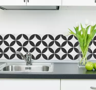 Pegatinas para suelo azulejo hidráulico patrón flor - TenVinilo
