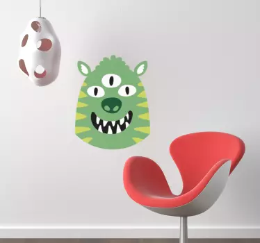 Vinilo pared infantil monstruo de tres ojos - TenVinilo