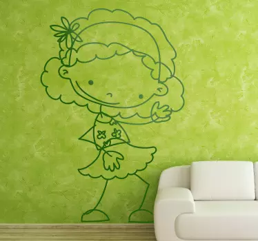 Vinilo pared infantil niña de dibujos animados - TenVinilo