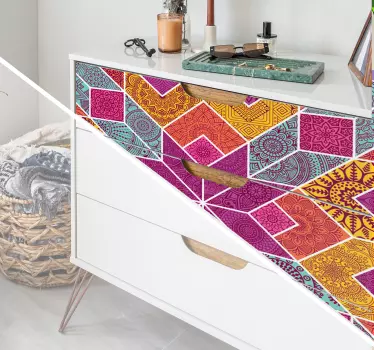 Vinilo muebles mosaico de paisley - TenVinilo