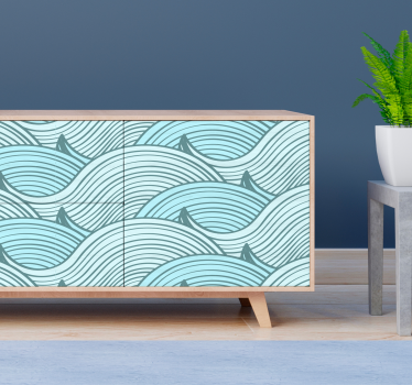 Vinilo muebles de olas dibujadas - TenVinilo