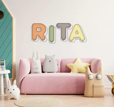 Vinilo pared infantil nombre personalizable en negrita - TenVinilo