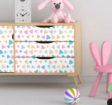 Vinilo infantil para muebles de triángulos pastel - TenVinilo