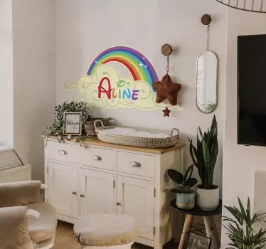 Vinilo infantil arco iris y nombre personalizado - TenVinilo