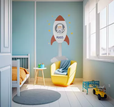 Vinilo infantil cohete nombre personalizable - TenVinilo