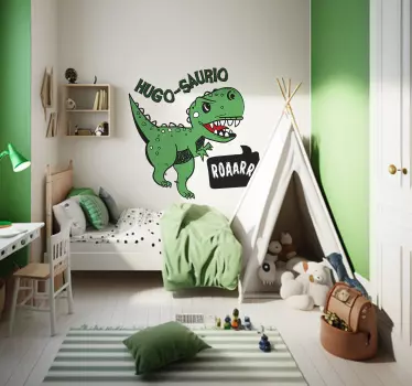 Vinilo habitación infantil dinosaurio con nombre saurus - TenVinilo