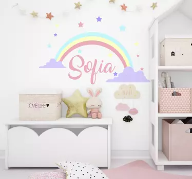 Vinilo infantil arcoiris para niños con nombre - TenVinilo