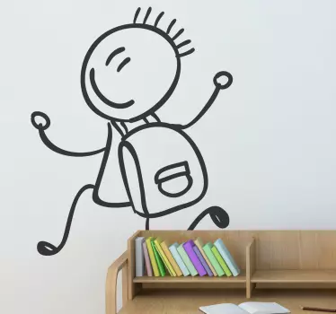 Vinilo infantil dibujo línea mochila - TenVinilo
