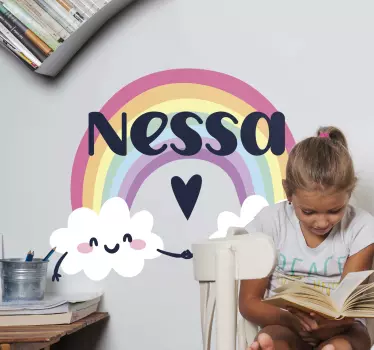 Mural habitación infantil Nombre personalizado en arcoiris - TenVinilo