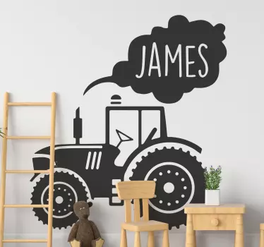 Vinilo juguete Tractor silueta con nombre personalizado propio - TenVinilo