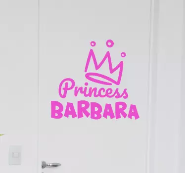 Vinilo puerta Corona de princesa con nombre - TenVinilo