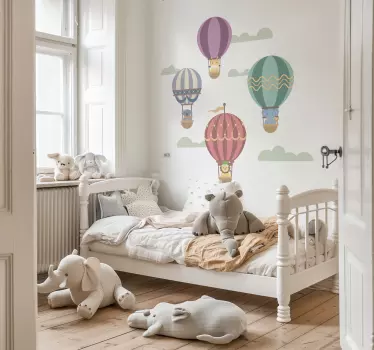 Vinilo ilustración globos voladores con animales - TenVinilo