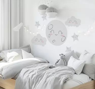 Vinilo espacio hermosas estrellas y luna - TenVinilo