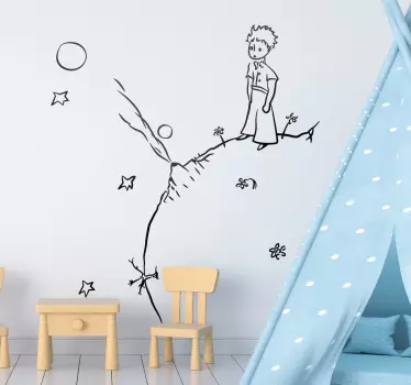 Adhesivo decorativo dibujo línea Principito - TenVinilo