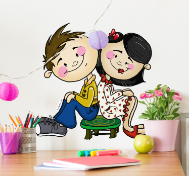 Adhesivo decorativo pareja sentada - TenVinilo