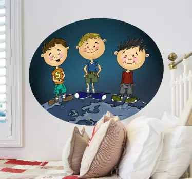 Adhesivo infantil niños sobre el mundo - TenVinilo