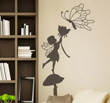 Adhesivo infantil seta hada mariposa - TenVinilo