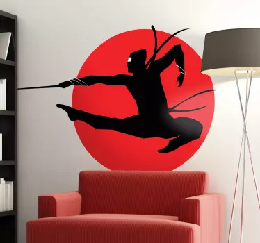 Adhesivo silueta ninja ataque - TenVinilo