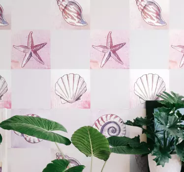 Azulejos adhesivos vida marina rosa - TenVinilo