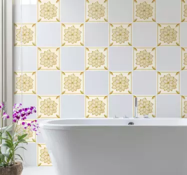 Azulejos vinílicos bandada floral paisley - TenVinilo
