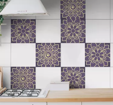 Azulejos vinílicos estilo floral paisley - TenVinilo