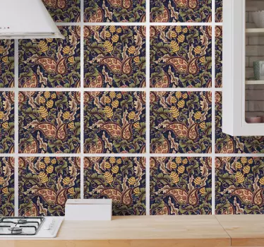 Azulejos vinílicos ilustración paisley realista - TenVinilo