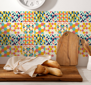 Azulejos adhesivos Intrincado mosaico de colores - TenVinilo