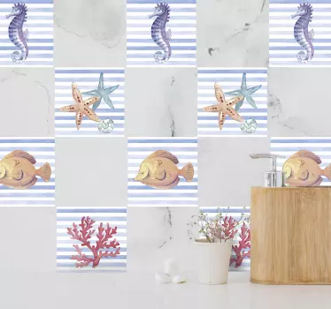 Azulejos adhesivos Vida marina - TenVinilo