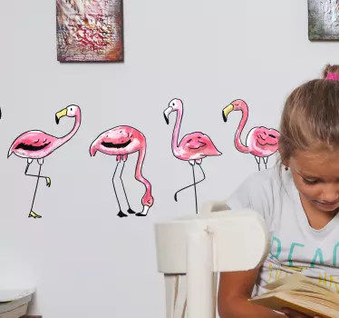 Vinilo pared Flamingo infantil cenefa - TenVinilo