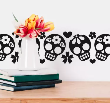 Cenefa decorativa calaveras mexicanas - TenVinilo
